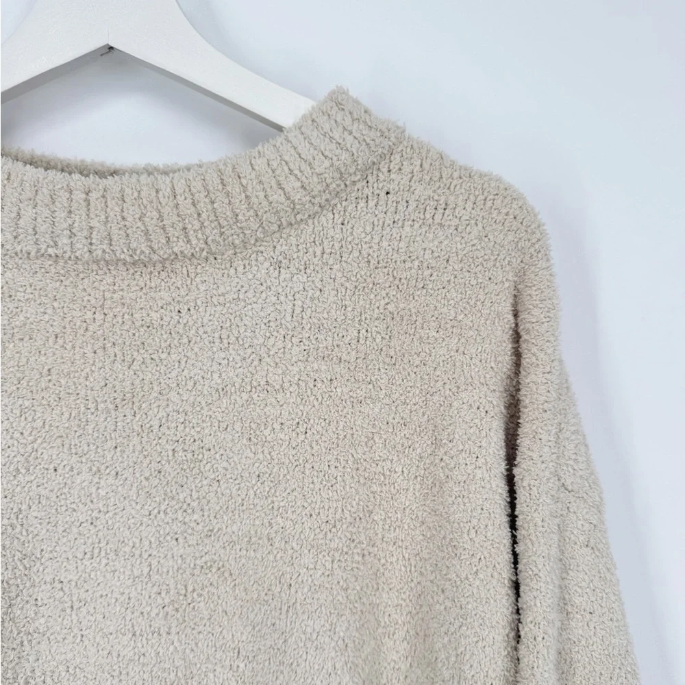 ADORN Luxe Ultra Soft Plush Textured Knit Pullover Sweater Cream Oversized Small